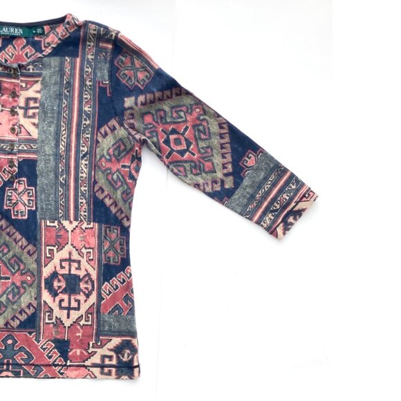 Lauren RL Southwestern Cotton Henley Aztec - Picture 5 of 9